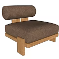 Modern Brown Fabric Single Sofa With Wooden Frame And Cylindrical Backrest 3d model