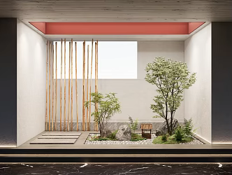 Stairwell Courtyard Sits Plant Landscape 3d model
