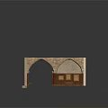 Historic Arched Corridor Architecture With Stone Vaults Wooden Panels And Bench