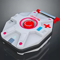 White Emergency Medical Equipment With Red Button Cross Symbol And Handles