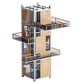 Multi Level Vertical Garden Decorative Structure With Wooden Panels And Balconies Design 3d model