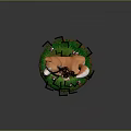 Cute Corgi and Little Girl Riding Doll with Green Grass Base and Small Flowers