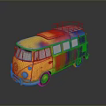 minibus minivan driverless bus school bus van box car 3d model