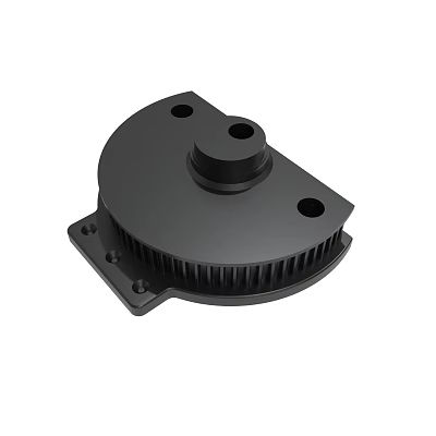 Black Industrial Metal Mechanical Component With Circular Base Mounting Holes And Fins 3d model