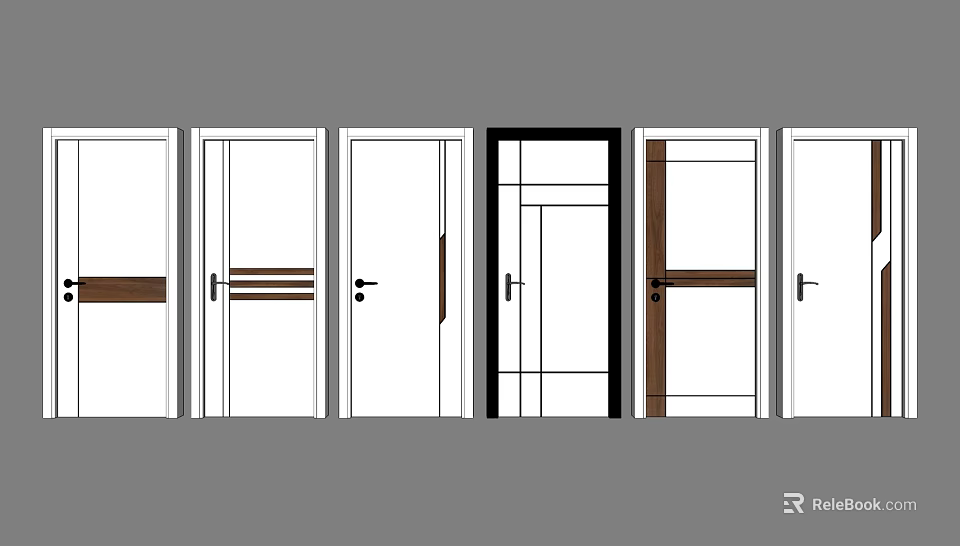 Swing Door Collection Featuring Modern Panel Designs And Diverse Style Options 3d model