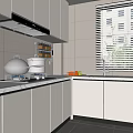 Modern Minimalist Kitchen Interior With White Cabinets Marble Countertop And Window