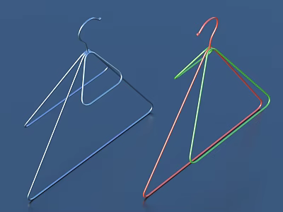 Colorful Metal Wire Hangers in Blue White Red Green for Daily Clothing Use 3d model