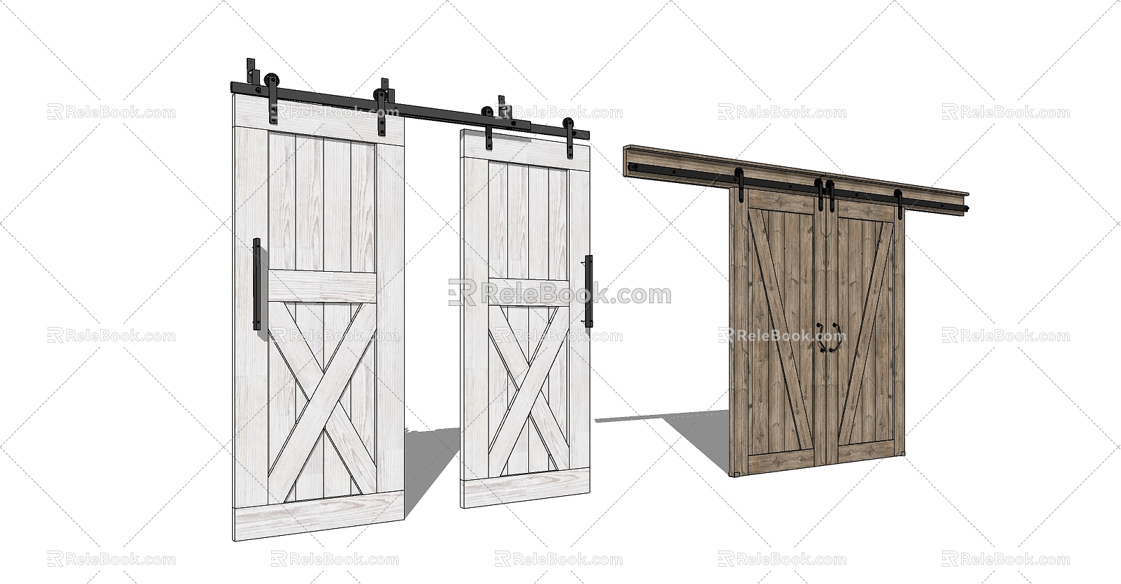 Nordic Barn Door Track Door Bedroom Door 3d model