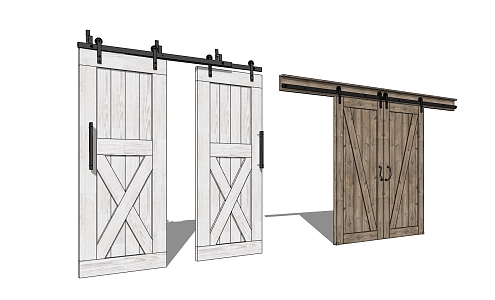 Nordic Barn Door Track Door Bedroom Door 3d model