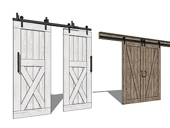 Nordic Barn Door Track Door Bedroom Door 3d model