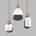 Modern Pendant Lights With White Pleated Shades And Gold Finishes Hanging
