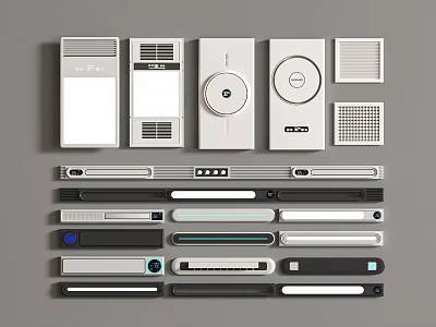 Modern Bathroom Accessories With Various Designs Switch Panels Buttons And Strip Parts 3d model