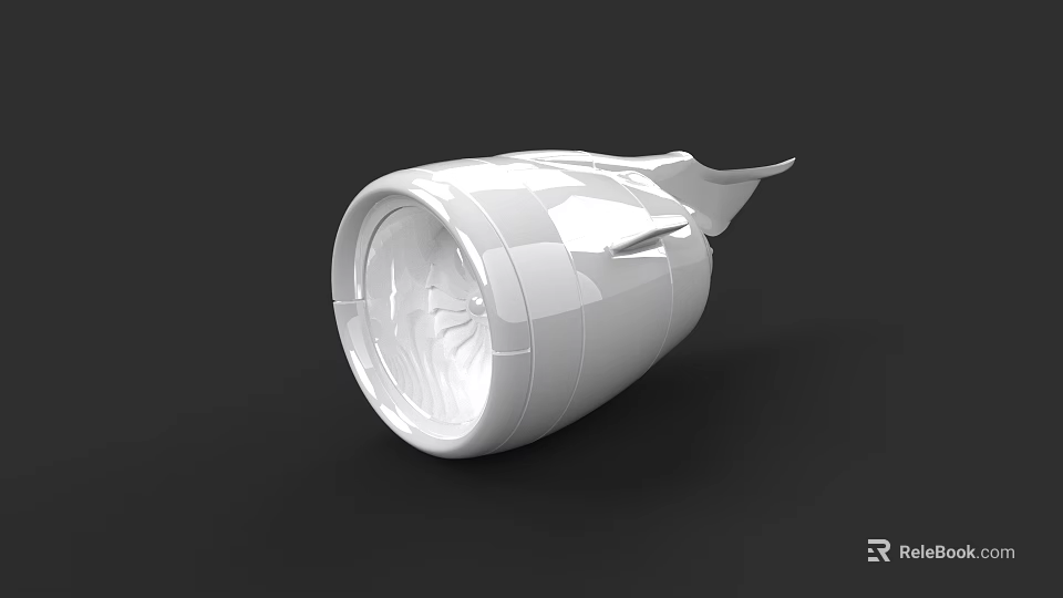 White Aircraft Engine 3D Model With Turbine Blades And Smooth Surface 3d model 