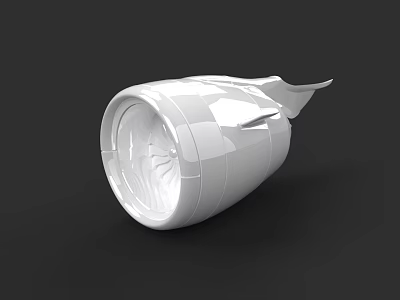 White Aircraft Engine 3D Model With Turbine Blades And Smooth Surface 3d model