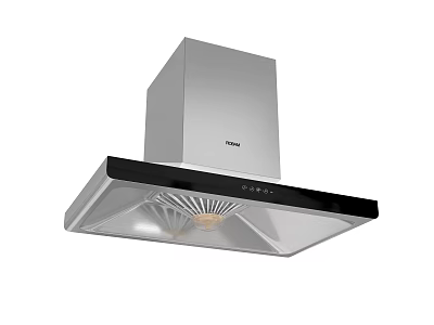 Efficient Modern Stainless Steel Kitchen Range Hood With Black Panel Design 3d model