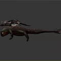 Flying Fantasy Mythical Creature 3D Model With Glowing Red Scales And Wings