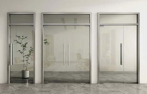 Modern glass door glass door glass double door office glass door glass single door shop glass door 3d model