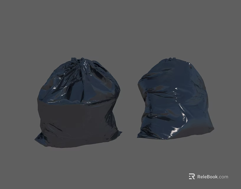 Black Thick Plastic Garbage Bags For Everyday Household Waste Disposal 3d model 
