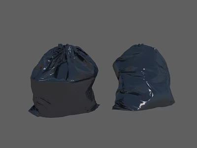 Black Thick Plastic Garbage Bags For Everyday Household Waste Disposal 3d model