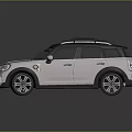 White Compact SUV with Black Roof Rack Stripes and Alloy Wheels Design