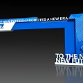 Blue And White Branded Archway With New Pattern Promoting New Era