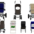 Various Baby Strollers In Different Colors With High Chair And Infant Seats