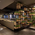 Hot Pot Restaurant Interior Design With Wooden Tables Bench Seats Hanging Lights Green Plants