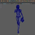 Woman in Black and Red Futuristic Combat Suit with Mechanical Arm Details