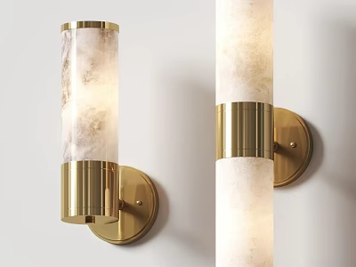Modern Wall Lamps With Golden Metal Frame And Marble Texture Shade Design 3d model