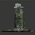 Rustic Stone Archway With Moss Covered Walls Pathway Grass And Stones