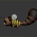 Game And Movie Character With Raccoon Like Features Bee Stripes White Wings And Big Eyes