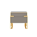 Elegant Modern Bedside Table With Gray Drawer And Gold Metal Frame