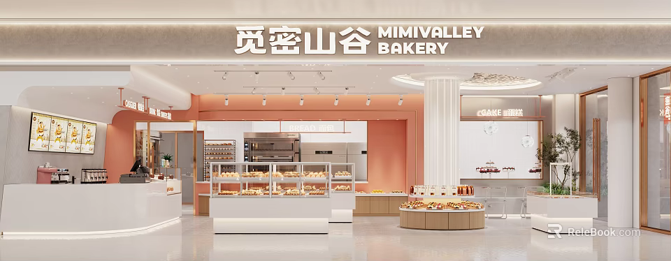 Modern MimiValley Bakery Interior With Bright Space And Display Cabinets 3d model 
