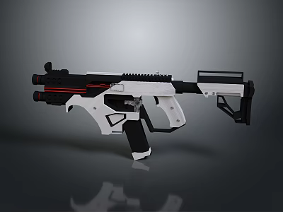 Futuristic Sci Fi Weapon With Black White Red Accents And Tactical Design Elements 3d model