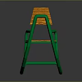 Modern Double Rocking Chair With Green Frame And Orange Seats Design