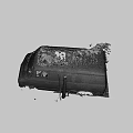 Old Rusted Orange Van With Broken Windows And Leaves On Roof 3d model