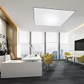 Modern Public Office Space With Open Workstations Green Plants Bright Lighting And Wooden Flooring