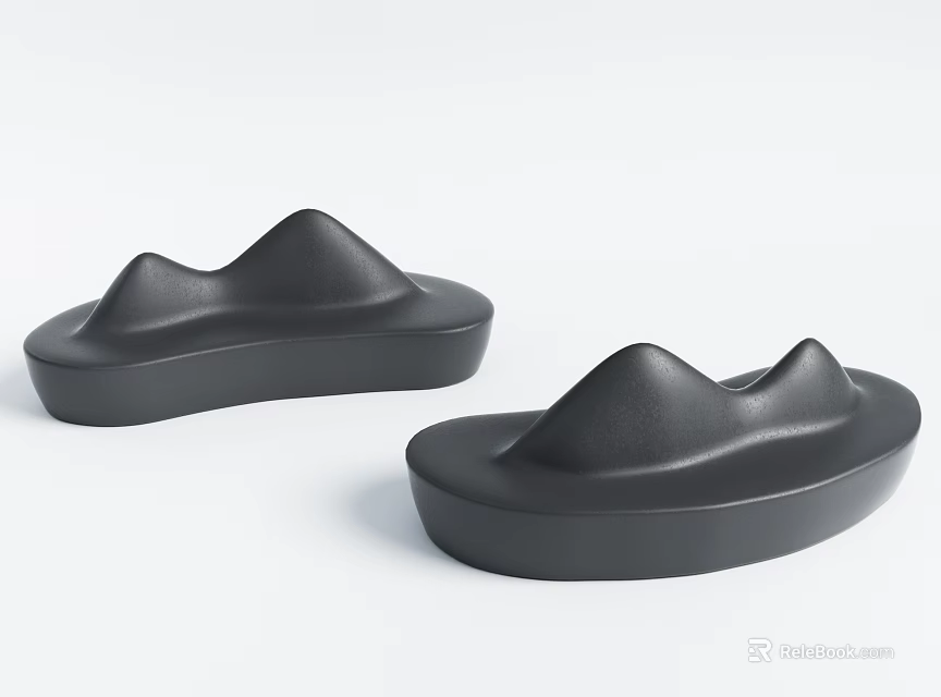 Two Black Mountain Shaped Modern Outdoor Chairs For Garden Patio Use 3d model 