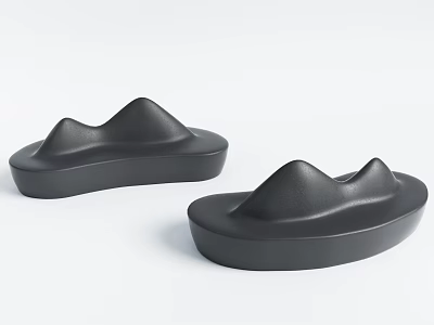 Two Black Mountain Shaped Modern Outdoor Chairs For Garden Patio Use 3d model