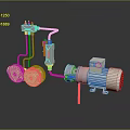 Mechanical Assembly With Yellow Gears Electric Motor Metal Brackets And Connecting Components