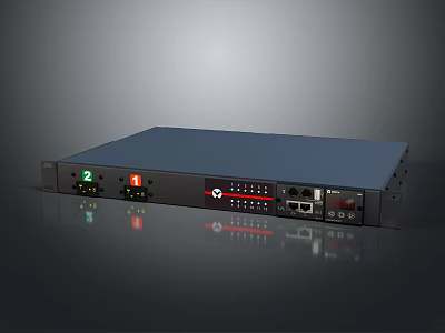 Rackmount Computer Server Unit Front Panel with LED Indicators Interface Ports and Controls 3d model