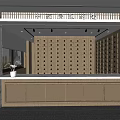 Spacious Elevator Hallway With Wooden Doors Green Signs Dark Carpet And Rest Chairs