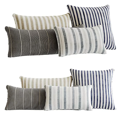 Striped Linen Decorative Pillows In Various Colors For Home Decor Accents 3d model