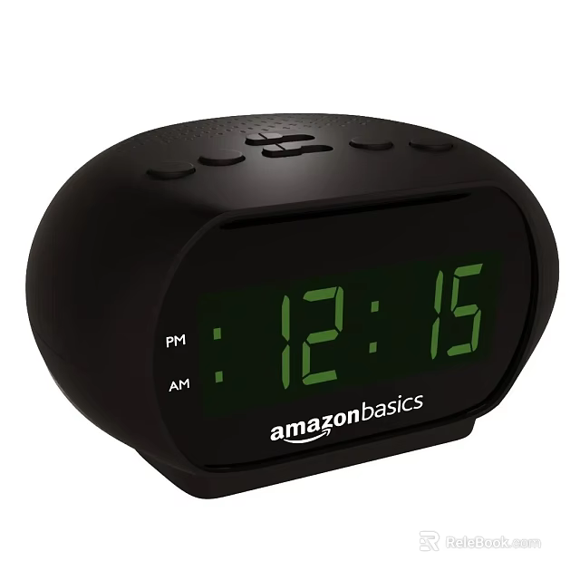 AmazonBasics Black Digital Alarm Clock With Green Time Display And PM AM Indicator 3d model 