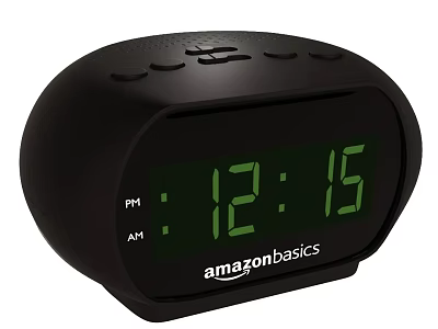 AmazonBasics Black Digital Alarm Clock With Green Time Display And PM AM Indicator 3d model