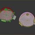 Two Transparent Respirator Masks With Mesh Structure And Yellow Blue Components
