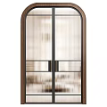 Modern Double Doors Design With Dark Brown Frames And Ribbed Glass Panels For Home Interior