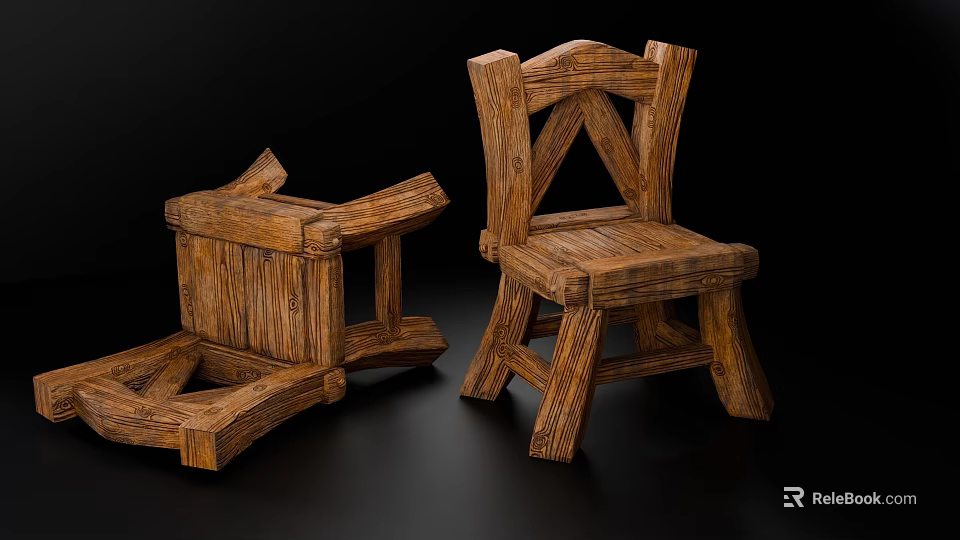 Game Movie Character Wooden Prop Furniture With Detailed Wood Texture 3d model 