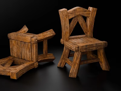 Game Movie Character Wooden Prop Furniture With Detailed Wood Texture 3d model