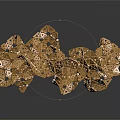 Organ and Hair Golden Complex Structure with Hollow Design Glossy Texture and Reflective Effect